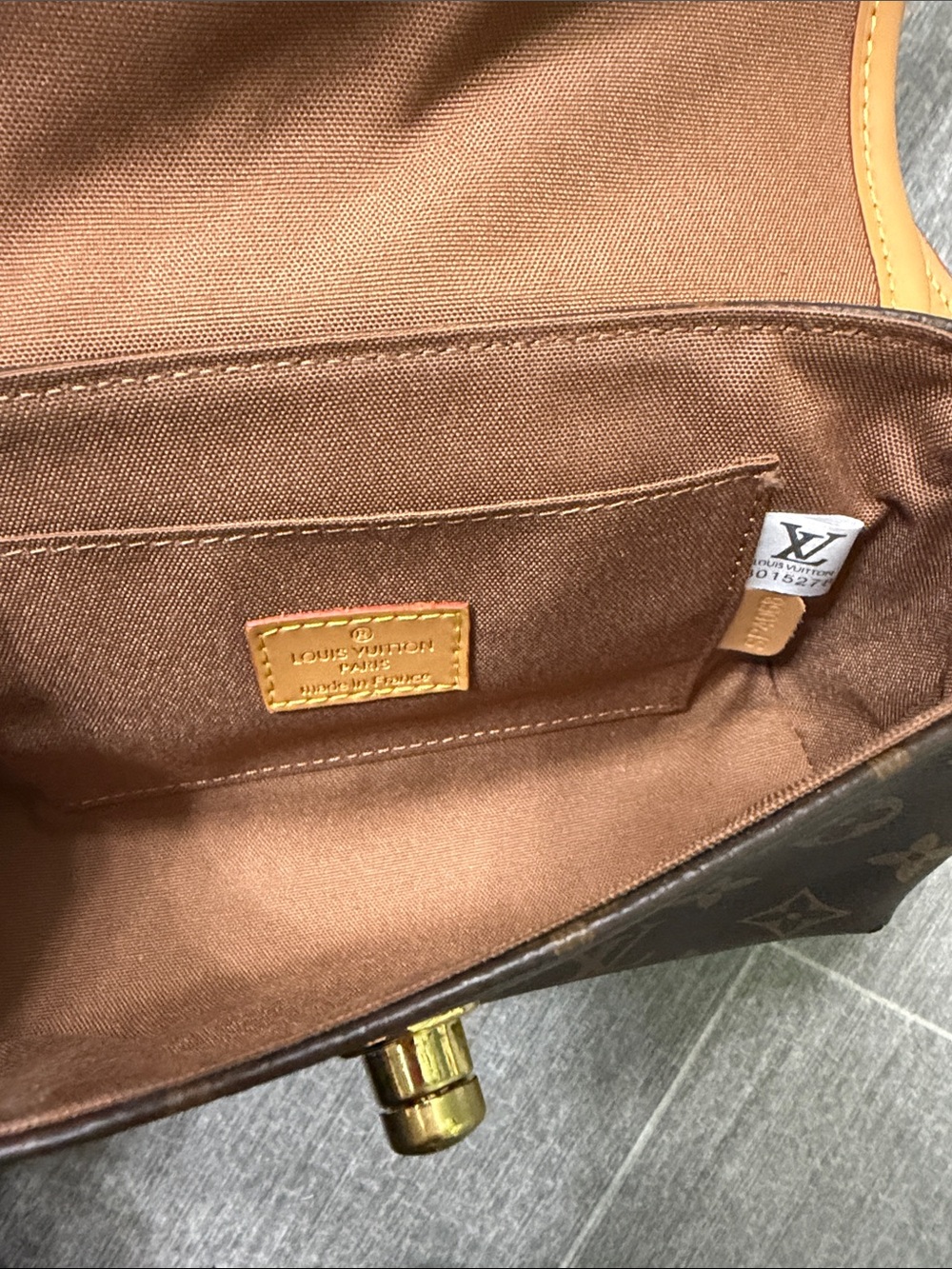 Brown Monogram Shoulder Bag with Tan Trim - Picture 5 of 5